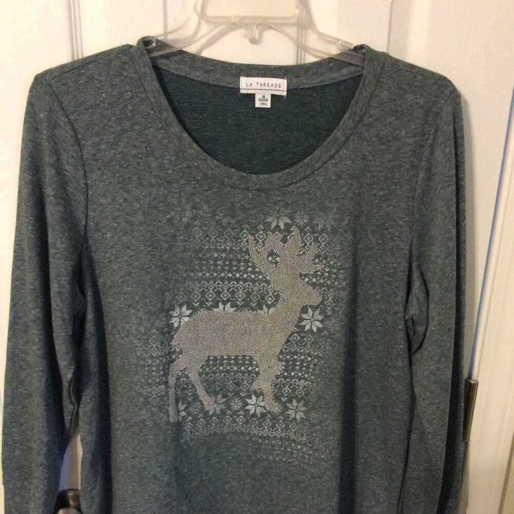 LA THREADS  gray size 1X holiday t-shirt